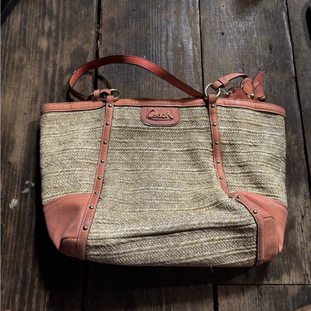 Coach Tan and Coral Crossbody Bag